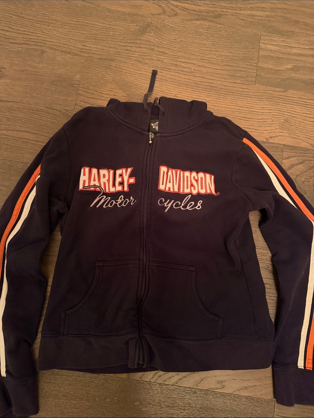 Vintage Y2K Harley-Davidson Full Zip Racing Stripe Hoodie Jacket Women’s L